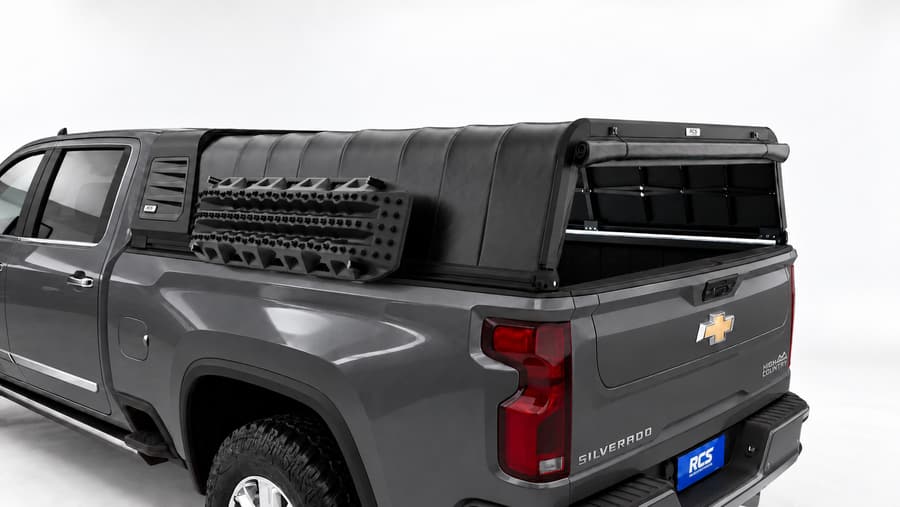 RCS canopy on a Chevrolet Silverado 2500 HD, with MaxTrax mounts