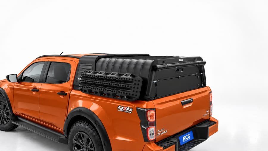 RCS canopy on a Isuzu D-Max, with security screen and MaxTrax mounts