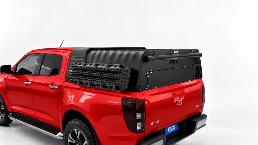 RCS canopy on a Mazda BT-50, with security screen and MaxTrax mounts