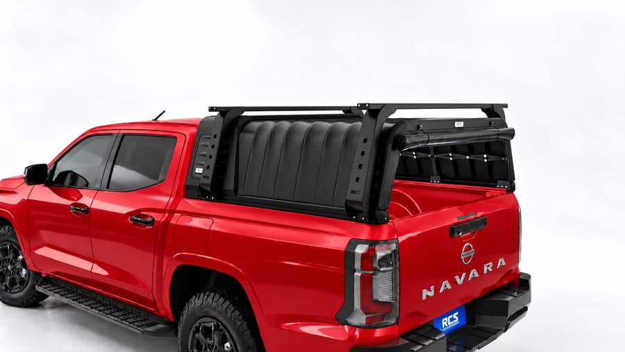 RCS canopy on a Nissan Navara, with roof racks