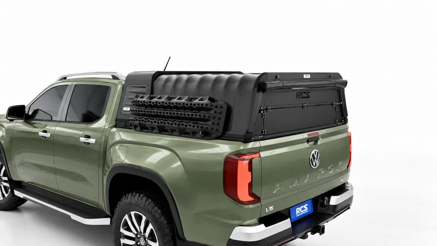 RCS canopy on a Volkswagen Amarok, with security screen and MaxTrax mounts