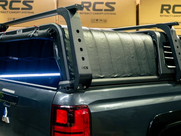 The RCS canopy on a Triton, with the headboard and rails